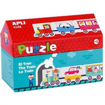 APLI Kids- Tren Puzle Casita, 20 Piezas, Multicolor