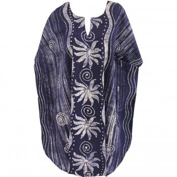 La Leela túnica algodón puro superior noche dvestido la mano dbatik bikini kimono dtraje baño mujeres ocasionales encubrir loungewear ropa playa vendimia bata corta caftán azul marino