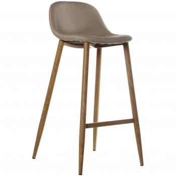 SuskaRegalos-Set 4 Taburetes Tela Crema C/Patas Metal Acabado Madera_44,5x48x91,5cm.