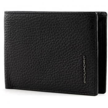 Billetera de Cuero Negra para Hombre con Protección RFID Piquadro Modus, Tamaño Único