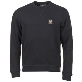 Belstaff Men's Crew Neck Sweatshirt with Logo Patch - Black - Size Large