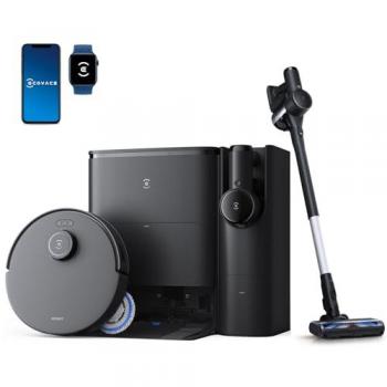 Robot Aspirador ECOVACS DEEBOT T30S COMBO COMPLETE, Negro, con Estación OMNI, Limpieza de Bordes Adaptive TruEdge y Tecnología ZeroTangle