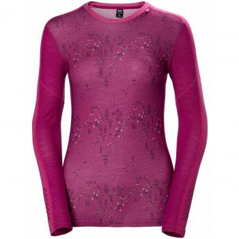 Helly Hansen W HH LIFA Merino Graphic Crew Sudadera, Mujer, 039 Festival Fuchsia Scattered, M