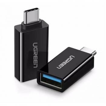 Adaptador UGREEN USB-C macho a USB-A 3.0 hembra con OTG para smartphones (28 cm, negro)