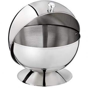 Azucarera de Acero Inoxidable con Tapa Deslizante, 15 cm de altura y 13.5 cm de diámetro