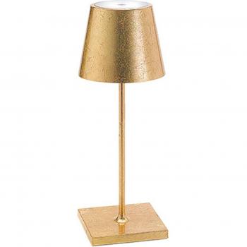 Lámpara de Mesa LED Poldina Mini Oro, recargable, regulable, batería interior