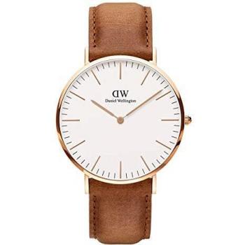 Reloj Daniel Wellington Classic Durham 40mm con correa de cuero marrón y caja en oro rosa