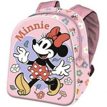 Mochila 3D Mini Leaves Disney - Minnie Mouse, color azul, diseño en relieve de Minnie Mouse, tamaño mini ideal para niños, material resistente y fácil de limpiar, con asas ajustables y compartimento principal espacioso