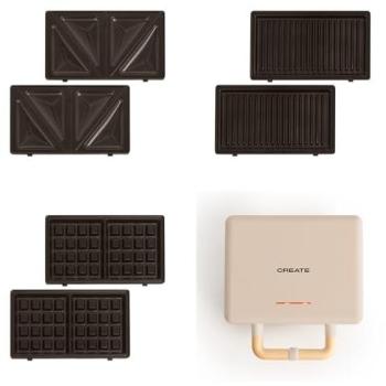 Sandwichera Grill y Gofrera Doble Intercambiable 800W Arena - Create Stone Studio