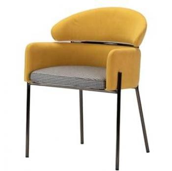 Adda Home Silla Velvet Amarillo Royal 57x58x78 Cm - Comodidad Duradera, Acero Inoxidable/Terciopelo/MDF, colores disponibles: Amarillo/Blanco/Negro/Dorado