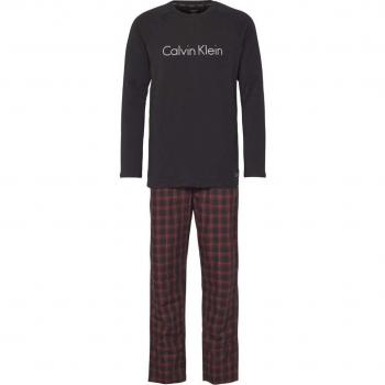 Calvin Klein Jersey & Pijama De Franela Cepillada para Hombre, Negro/Rojo X-Large