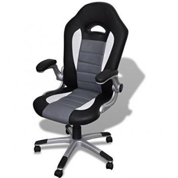 Silla de Oficina de Cuero Diseño Moderno Gris