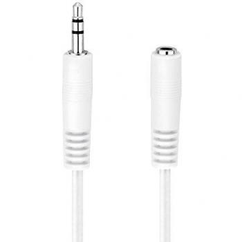 HDSupply AC016-020 Cable de extensión de audio de 3,5 mm macho a 3,5 mm hembra, diseño ultrafino, 2,00 m, blanco