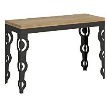 Mesa abatible extensible Karamay Double Roble Natural 120x45/90 cm con estructura antracita