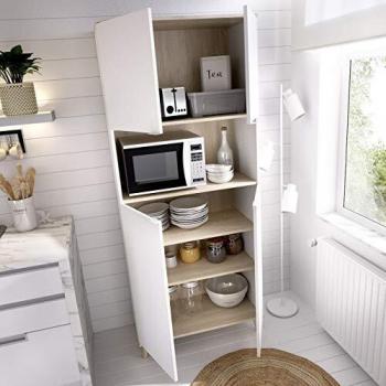 HABITMOBEL Mueble Armario de almacenaje Organizador Auxiliar 1 Hueco y Dos Compartimentos Cerrados con estantes.