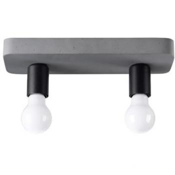 Lámpara de techo Sollux Tavo 2 - Lámpara moderna de hormigón con 2 fuentes de luz E27, bombilla no incluida, dimensiones 35x13,5x10cm para interiores contemporáneos