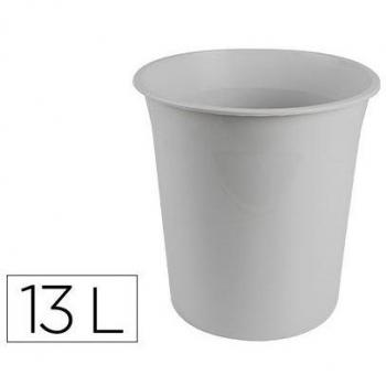 Q-Connect KF19033 Papelera de Plástico 13 Litros Gris Claro Opaco Dim. 275x285mm