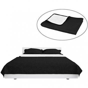 vidaXL Cubrecama Acolchado Doble Cara 220x240cm Blanco/Negro Decoración Hogar