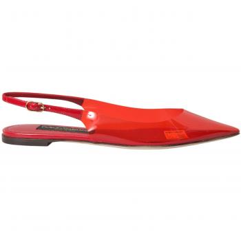 Dolce & Gabbana Red PVC Slingback Clear Flats Sandals Shoes - EU39/US8.5