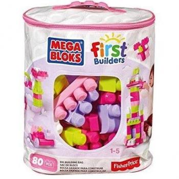 Mega Brands - First Builders de 80 piezas con bolsa ecológica, bolsa Rosa