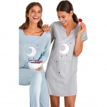 VENCA Camisón Estampado Frontal Mujer by Vencastyle - 023351,Gris,XL