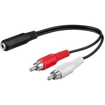 Cable de Audio Jack 3.5mm Hembra a 2xRCA Macho 0.25m Negro