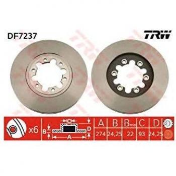 Disco de freno TRW DF7237, ventilado, 1 pieza