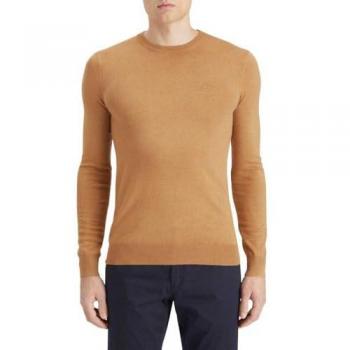 Jersey de hombre Scotch & Soda Core de viscosa unicolor con logo, color camel, talla L