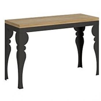 Mesa Abatible Extensible Paxon Double 120/200x45/90 cm Roble Natural Estructura Antracita