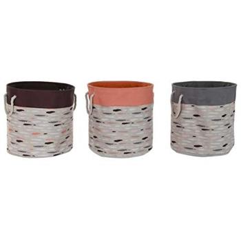 Cesto para la Ropa Sucia DKD Home Decor Gris Naranja 45 x 45 x 45 cm (3 Unidades)