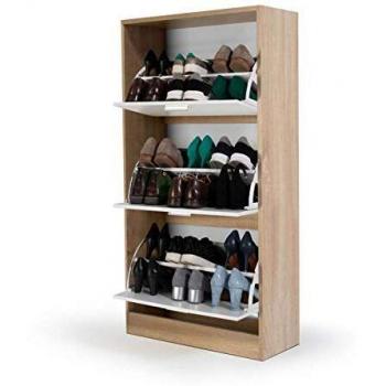 Mueble Zapatero Klark Imitación Haya 3 Puertas Blanco