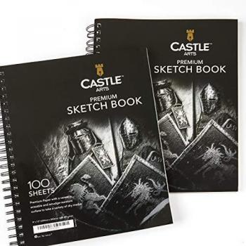 Castle Art Supplies Cuadernos Bocetos Premium 23x30 cm | Pack 2 Libretas Dibujo | 200 Hojas Papel Calidad 90 gsm | Artistas y Principiantes | Lomo en Espiral mayor Versatilidad | Ideal para Escuelas