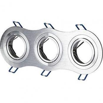 Aro Triple Empotrable Orientable para Bombillas GU10 y GU5.3 en Aluminio Cepillado 255x91x25mm Plata