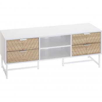 Mueble de TV HOMCOM para Televisores de hasta 47 Pulgadas con 4 Cajones y 2 Estantes - Roble y Blanco