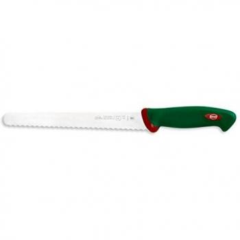 Cuchillo de Pan Profesional Sanelli Premana 24 cm, Acero Inoxidable, Mango Antideslizante Verde/Rojo