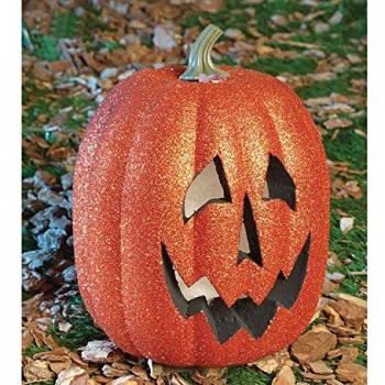 Calabaza escarchada con luz 25 cms.