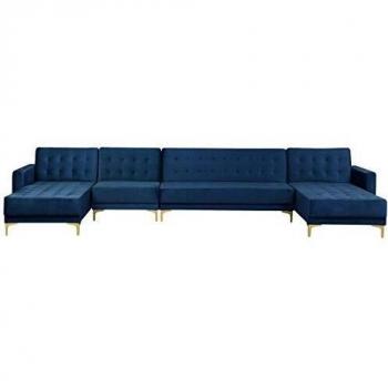 Sofá Cama Esquinero Modular de Terciopelo Azul Marino 6 Plazas Aberdeen