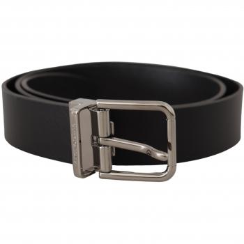 Dolce & Gabbana Black Casual Calf Leather Logo Metal Buckle Belt - 85 cm / 34 Inches
