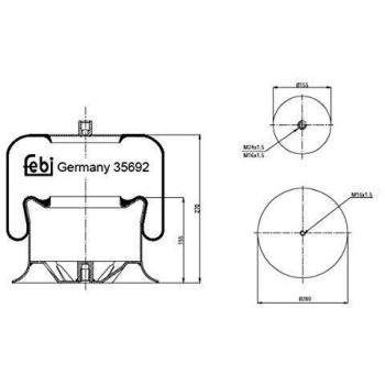 febi bilstein 35692 Air Spring with steel piston, pack of one