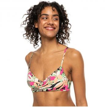 Top de bikini Roxy Printed Beach Classics Graphic verde caqui naranja rosa mujer - XS