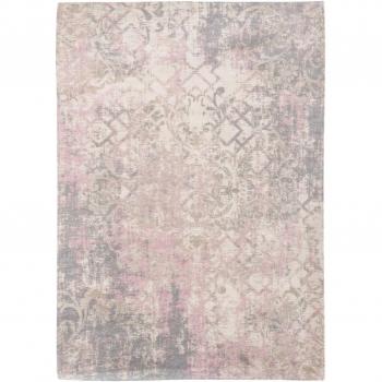 Alfombra Louis de Poortere Fading World Babylon Algarve 8546 - Rosa, Color de rosa, 140 x 200 cm, diseño abstracto, hecha en Bélgica, acabado a mano, antideslizante natural,