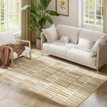 Alfombra Lavable para Salón 170x120 cm Estilo Moderno Pelo Corto Crema - Homcom