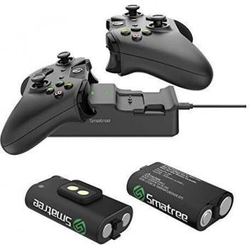 Smatree Estación de Carga del Controlador Xbox One,baterías del Controlador Xbox One con Cargador de Doble Canal para Xbox One/Xbox One S/Xbox One X/Xbox Series X/S Elite Wireless Controller