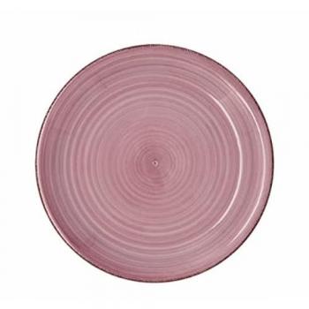 Plato Llano Quid Vita Peoni Cerámica Rosa Ø 27 cm (12 Unidades)