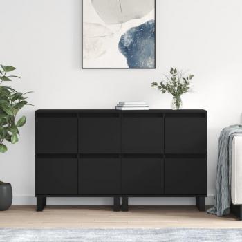 Aparadores 2 uds de madera contrachapada negra multicapa Vidaxl