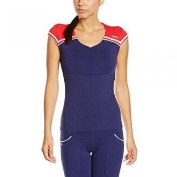 Naffta Active - Camiseta de manga corta para mujer, color marino / rojo, talla M