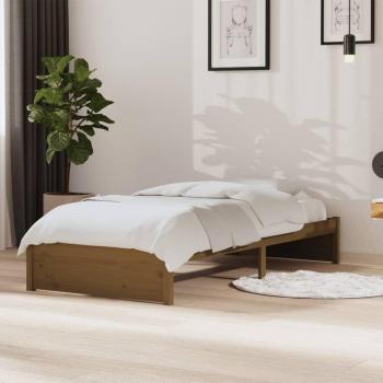 Estructura de cama vidaXL madera maciza marrón miel 90x190 cm