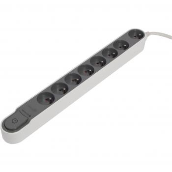 Regleta Chacon parafoudre 8x16A avec interrupteur - 1,5 m - Gris foncé