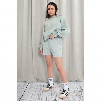 Kaiia Sweat Logo Shorts in Sage Green