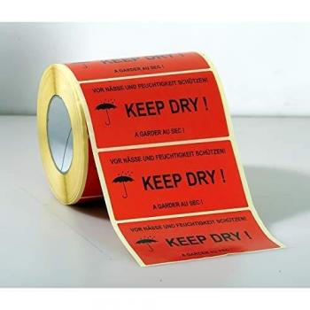 Etiquetas de Advertencia Impermeables - 1000 Unidades en Rollo, Protección contra la Humedad